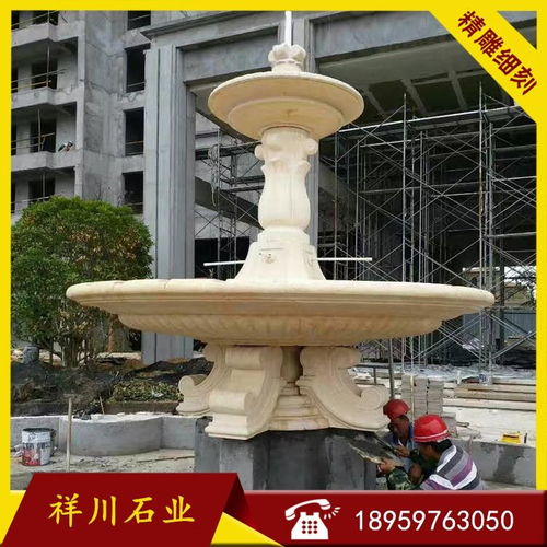 石雕流水缽 噴泉石雕雕刻 黃銹石水缽 花崗巖水缽